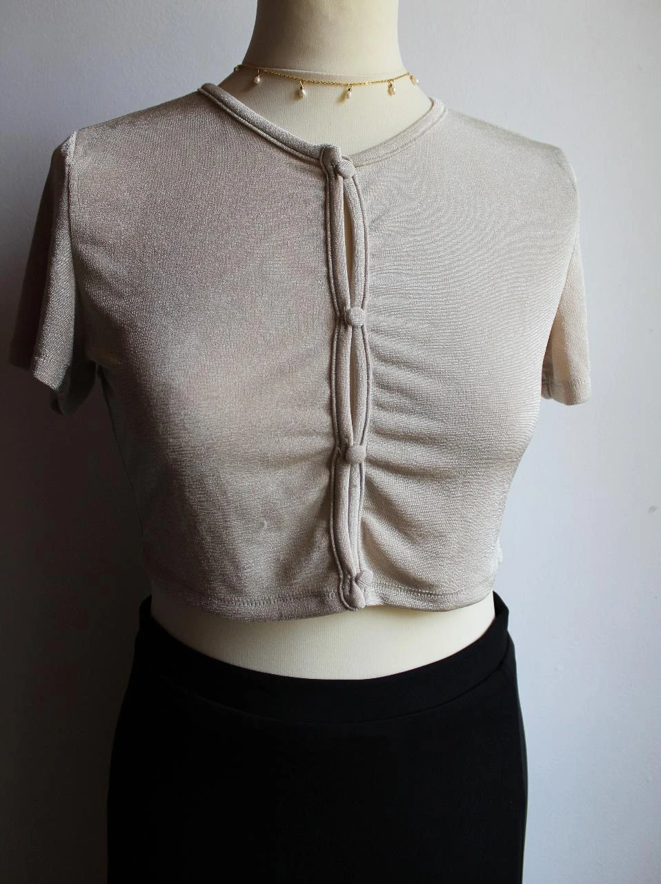 Top court/crop top Ardene beige irisé – photo 4